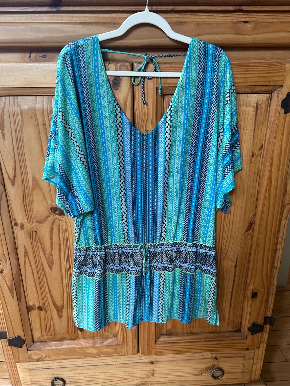 PrAna Saida Kaftan‎ Cover-Up Plunging V-Neck Drawstring Waist